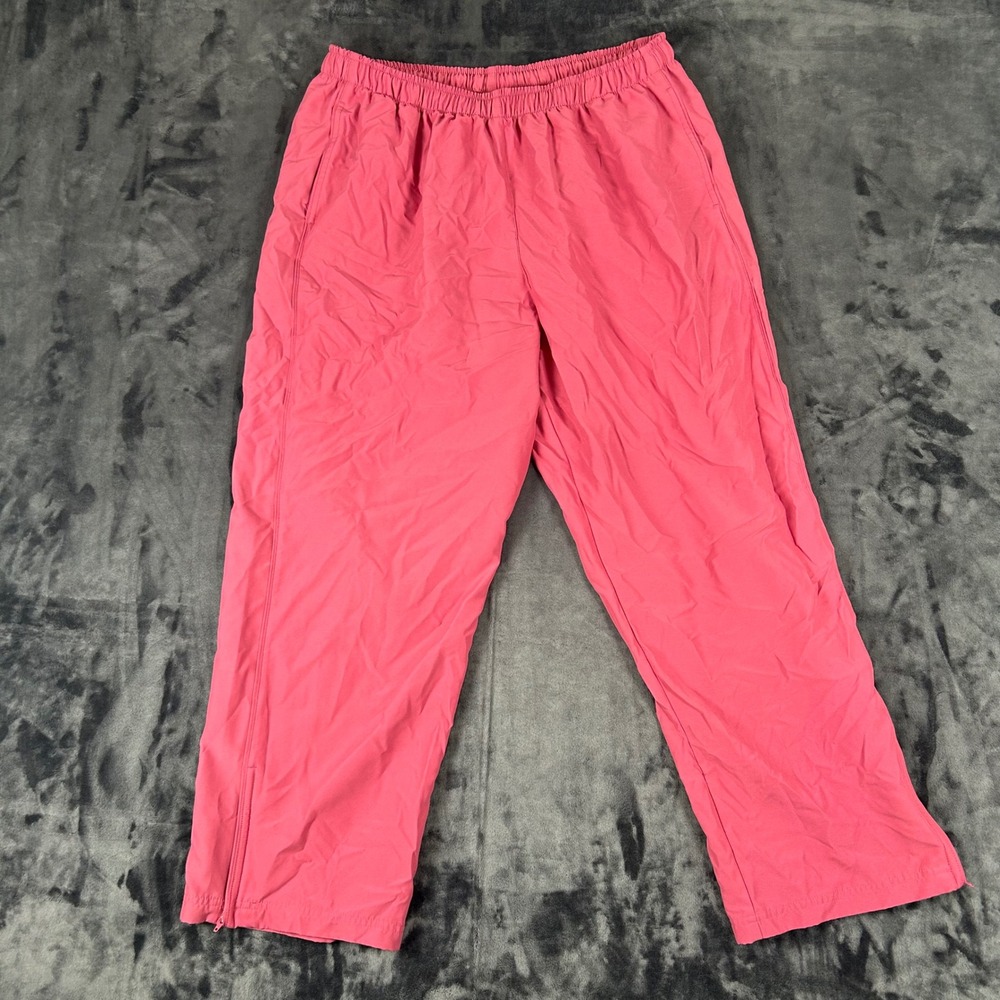 Norm Thompson Track Pants Womens XL/P Pink Elastic Waist Ankle Zip Polyester